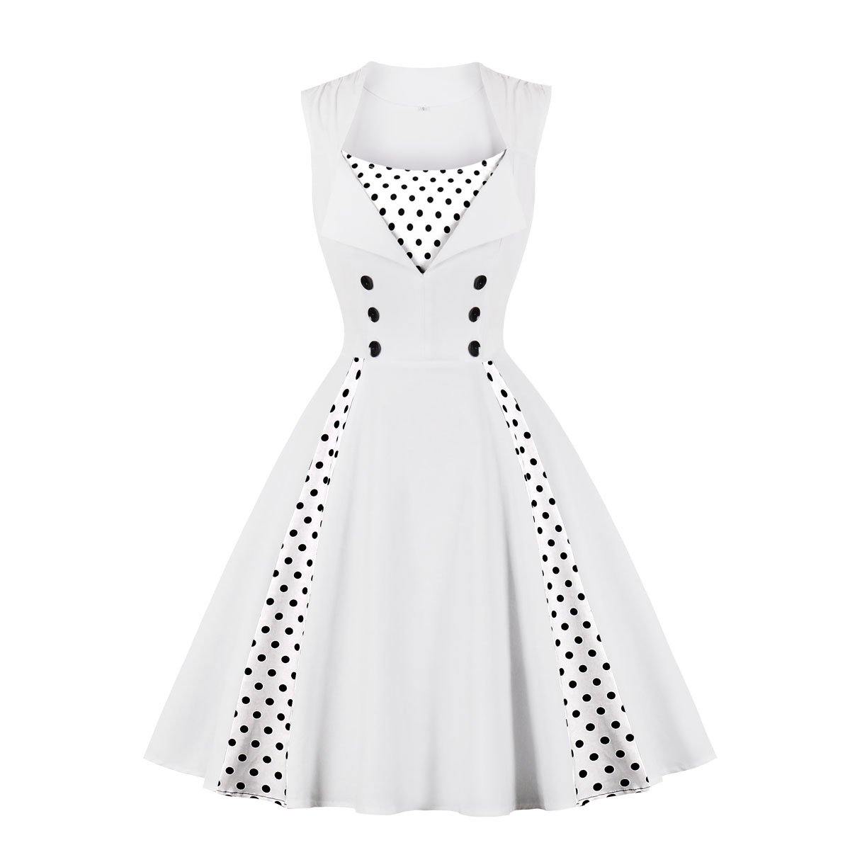 Women Vintage Sleeveless Midi Length Dresses-STYLEGOING