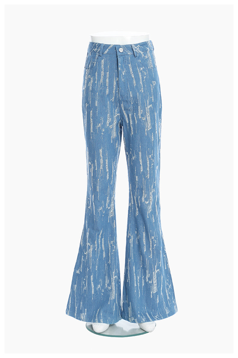 Designed Vintage Denim Trumpet Pants for Women