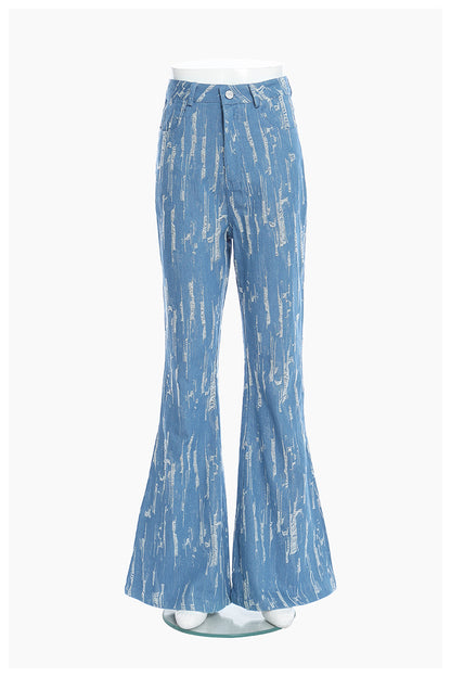 Designed Vintage Denim Trumpet Pants for Women