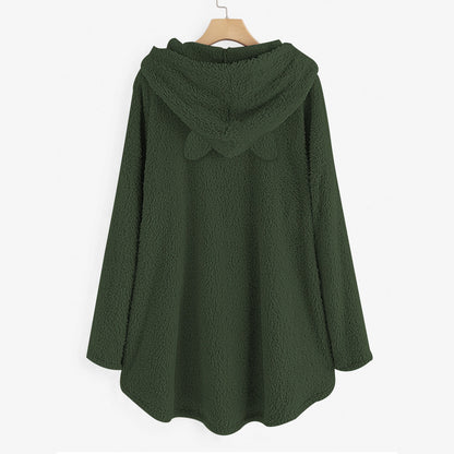 Casual Embroidery Cat Designed Loose Hoodies for Women