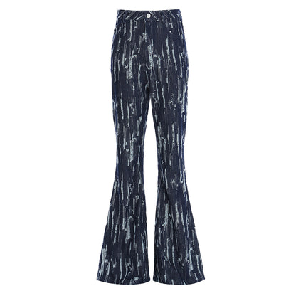 Designed Vintage Denim Trumpet Pants for Women
