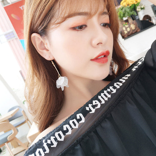Elegant Preserved Fresh Flower Design Women Dangle Earrings
