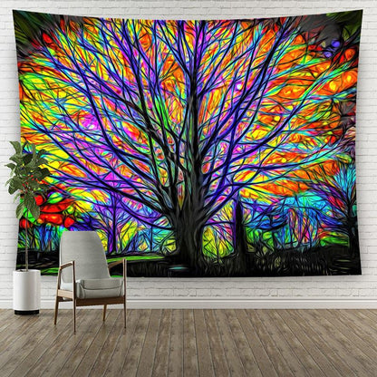 Painted Colorful Tree Home Decorative Hanging Wall Tapestry