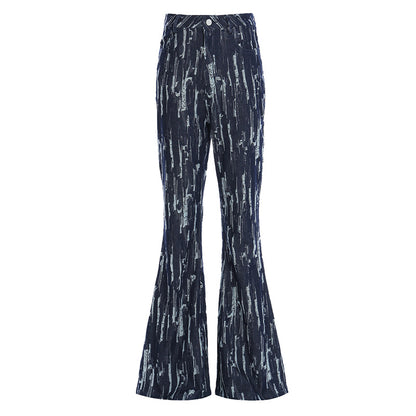 Designed Vintage Denim Trumpet Pants for Women