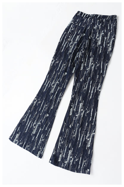 Designed Vintage Denim Trumpet Pants for Women