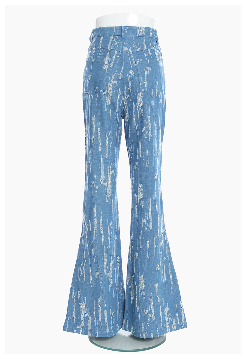 Designed Vintage Denim Trumpet Pants for Women