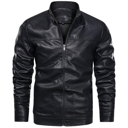 Men PU Baseball Motorcycle Jacket Coat