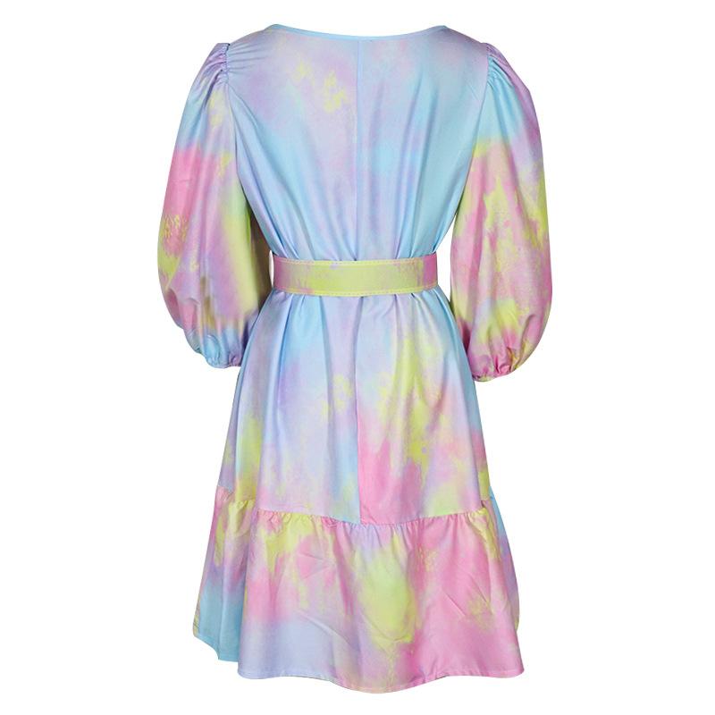Fashion Ruffled Dyed Short Dresses-STYLEGOING