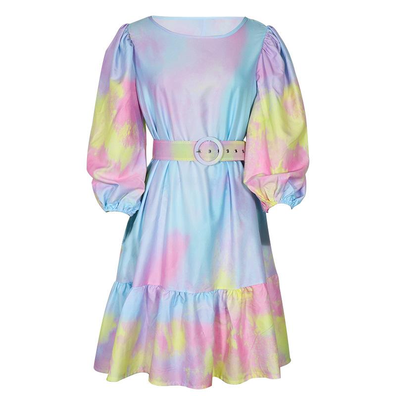 Fashion Ruffled Dyed Short Dresses-STYLEGOING