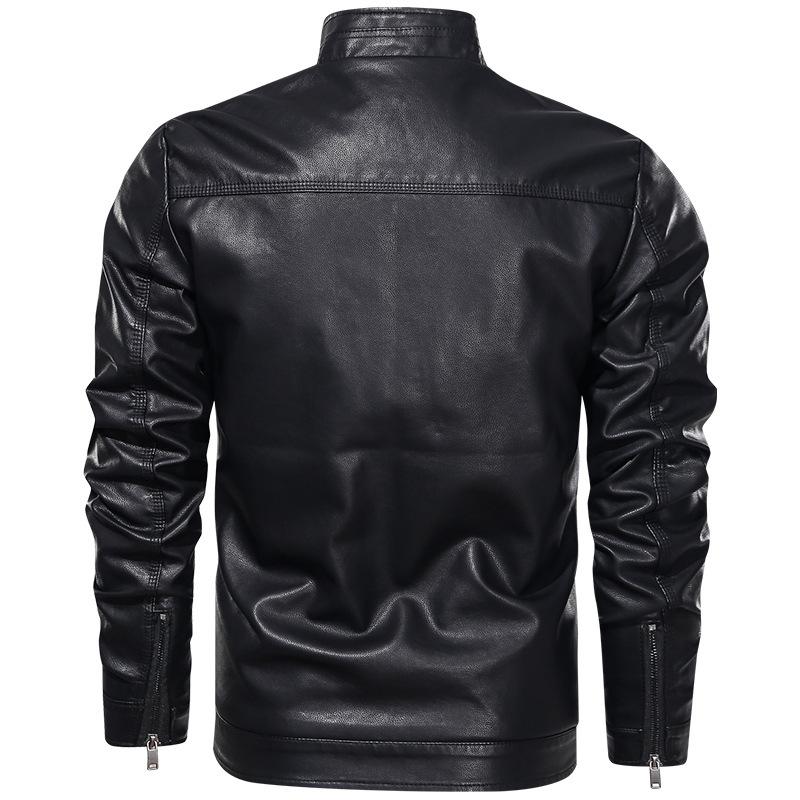 Men PU Baseball Motorcycle Jacket Coat