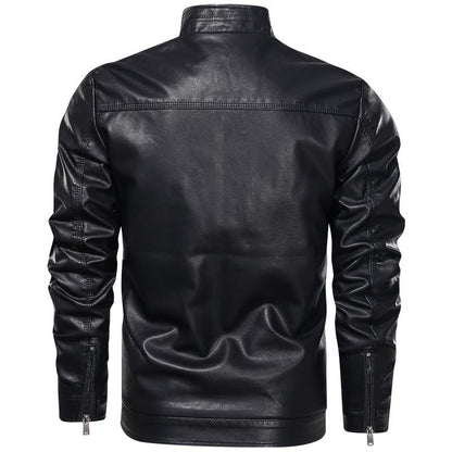 Men PU Baseball Motorcycle Jacket Coat