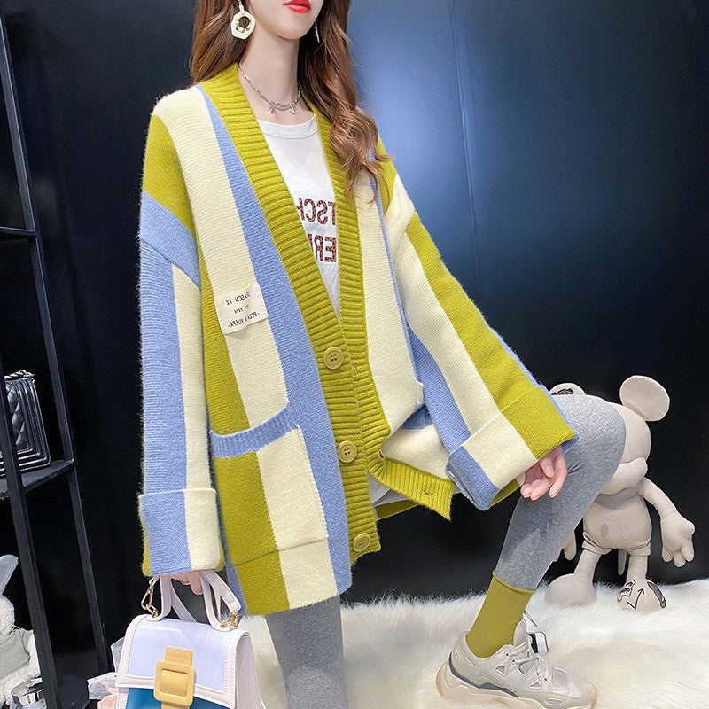Casual Striped Knitting Cardigan Sweaters