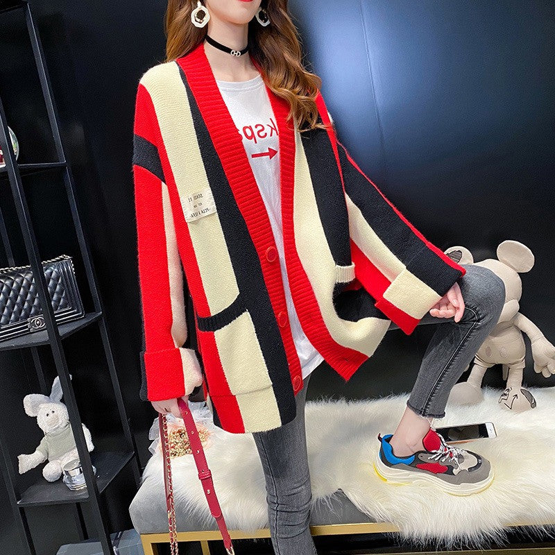 Casual Striped Knitting Cardigan Sweaters
