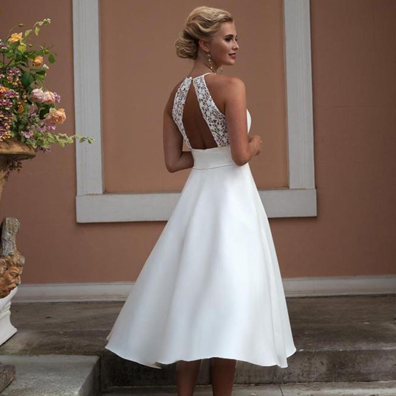 Women Halter Slim Waist Midi Dresses-STYLEGOING