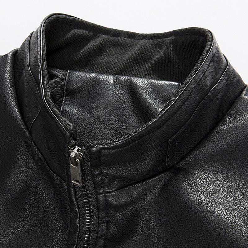 Men PU Baseball Motorcycle Jacket Coat
