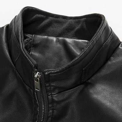 Men PU Baseball Motorcycle Jacket Coat