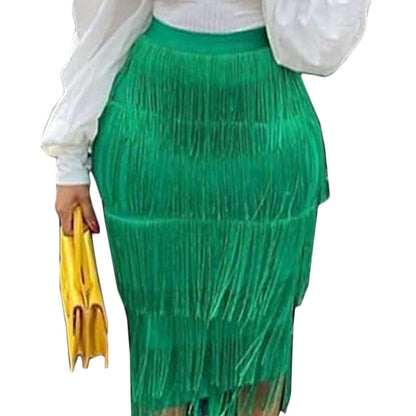 Sexy High Waist Tassels Plus Sizes Women Party Skirts