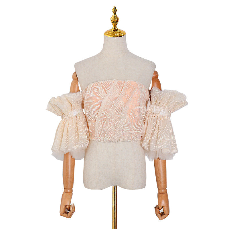 Designed Embroidery Backless Stapless Tops