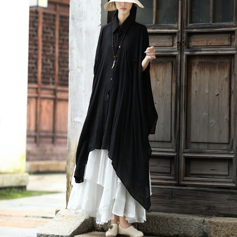 Simple Design Linen Long Shirts and Sun Dress