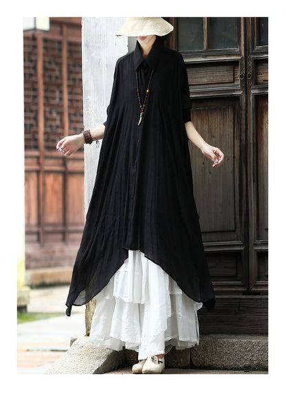 Simple Design Linen Long Shirts and Sun Dress