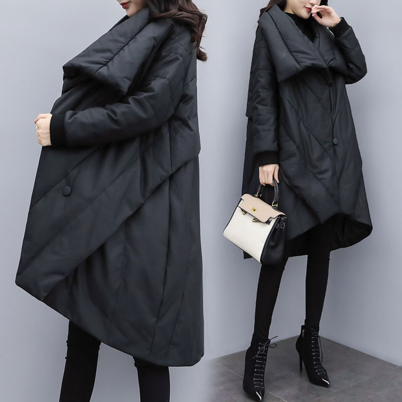 Black Women Cape Style Winter Overcoat