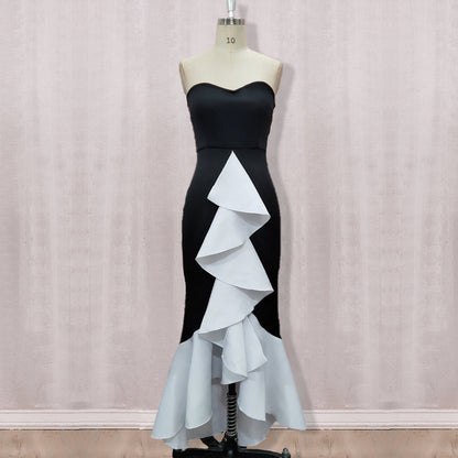 Strapless Women Irregular Ruffed Sexy Plus Size Dresses