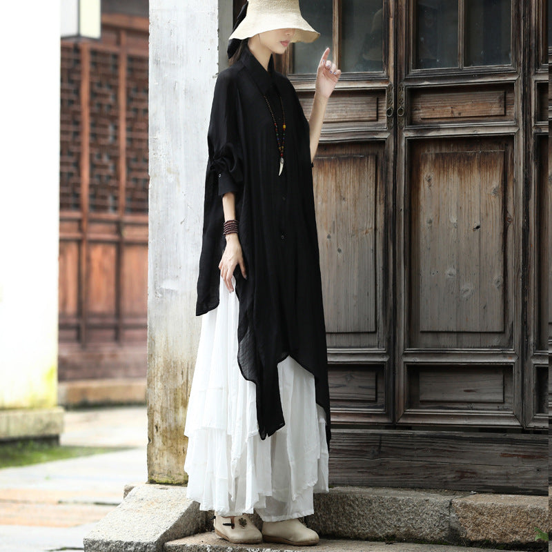 Simple Design Linen Long Shirts and Sun Dress