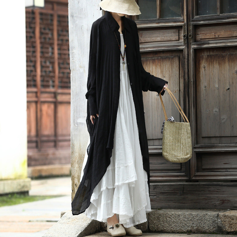 Simple Design Linen Long Shirts and Sun Dress