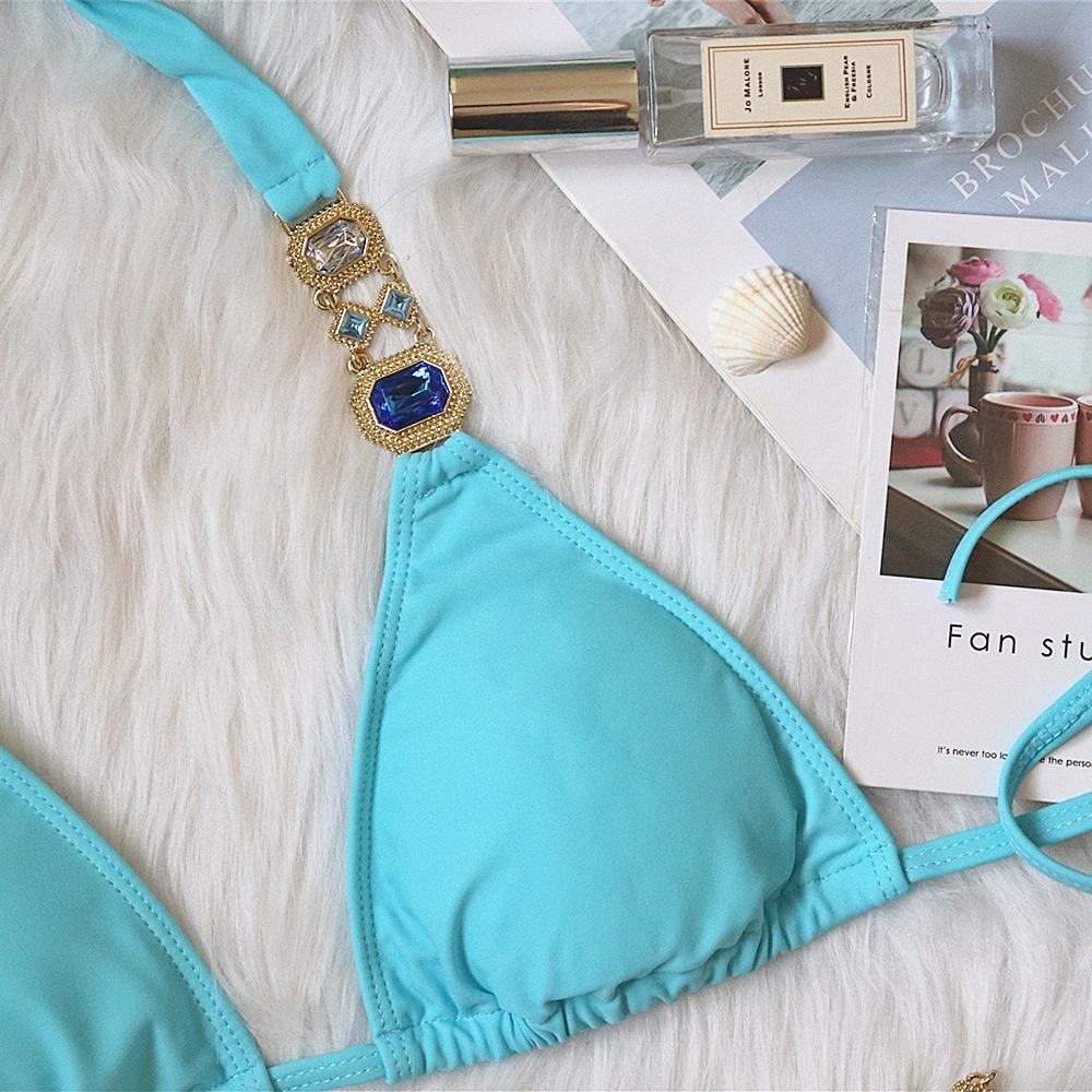 Sexy Rhinestone Metal Decoration Bikini-STYLEGOING