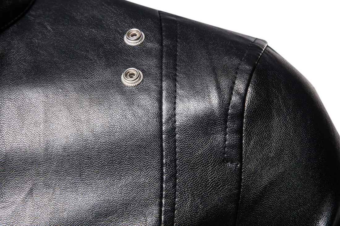 Black Plus Sizes Pu Leather Jacket & Coats