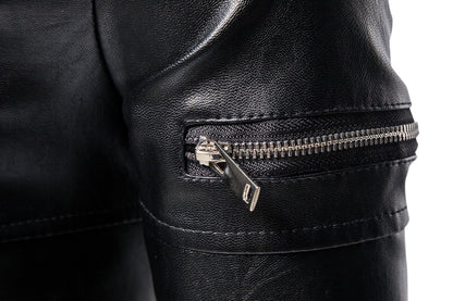 Black Plus Sizes Pu Leather Jacket & Coats