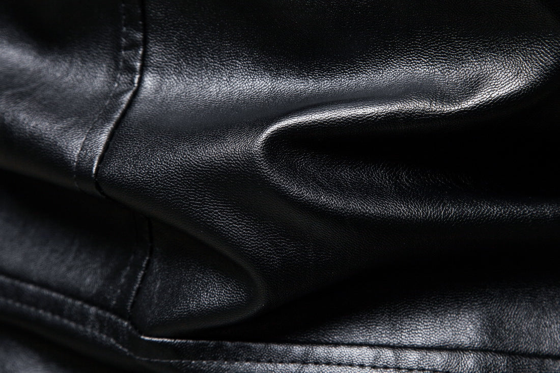 Black Plus Sizes Pu Leather Jacket & Coats
