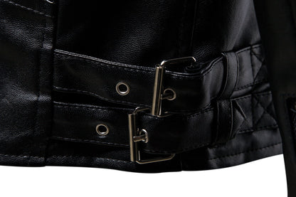 Black Plus Sizes Pu Leather Jacket & Coats
