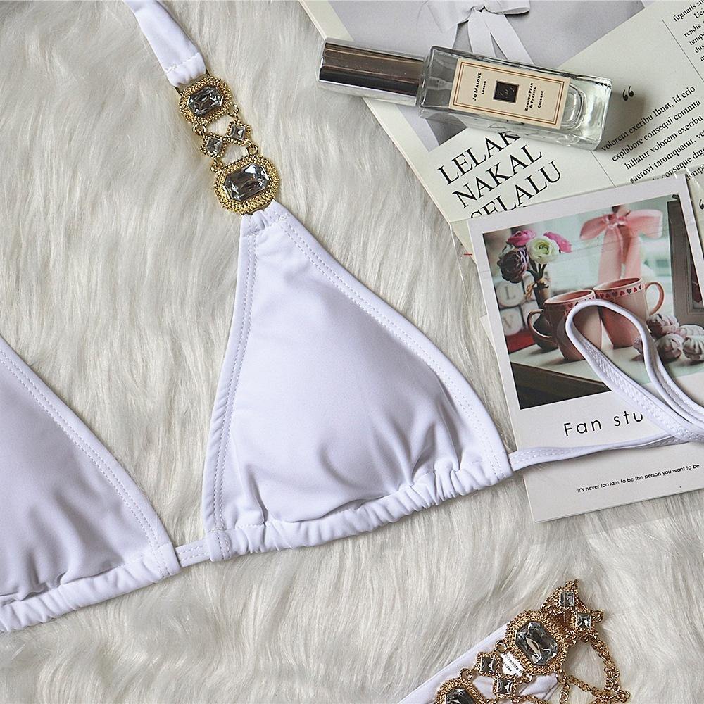 Sexy Rhinestone Metal Decoration Bikini-STYLEGOING