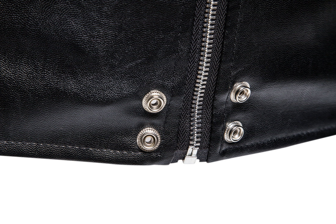 Black Plus Sizes Pu Leather Jacket & Coats