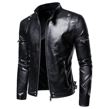 Black Plus Sizes Pu Leather Jacket & Coats