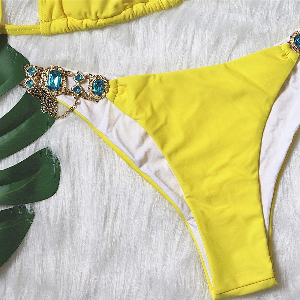 Sexy Rhinestone Metal Decoration Bikini-STYLEGOING