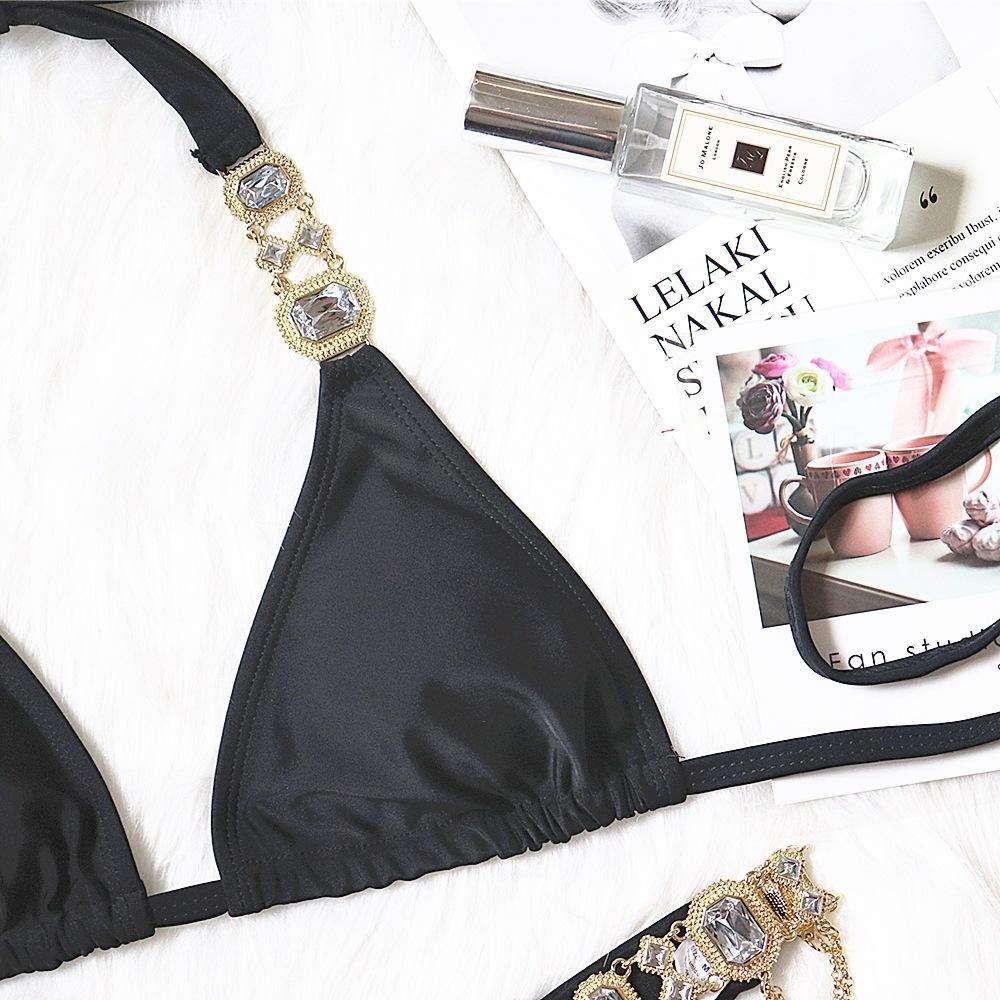 Sexy Rhinestone Metal Decoration Bikini-STYLEGOING