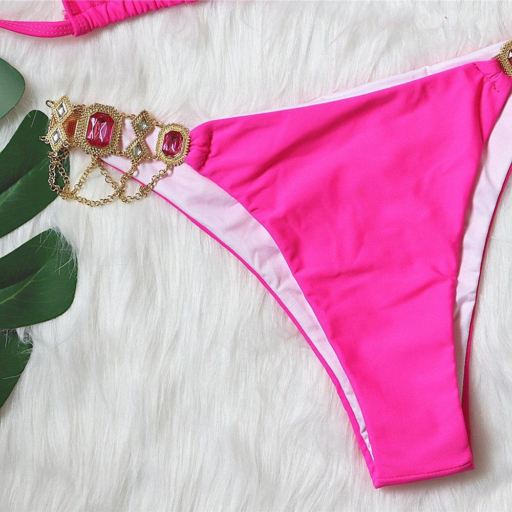 Sexy Rhinestone Metal Decoration Bikini-STYLEGOING