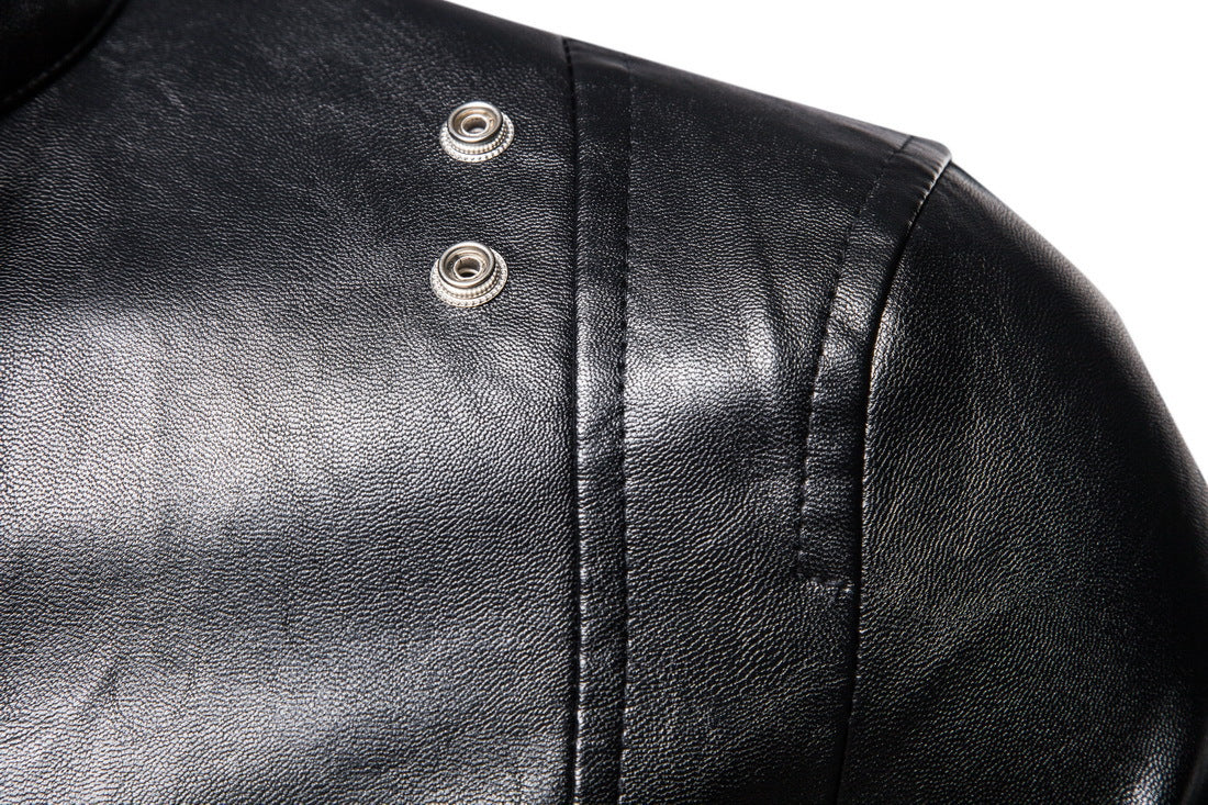 Black Plus Sizes Pu Leather Jacket & Coats