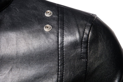 Black Plus Sizes Pu Leather Jacket & Coats