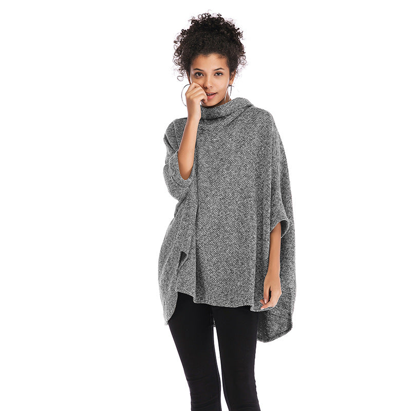 High Neck Irregular Knitting Capes for Women