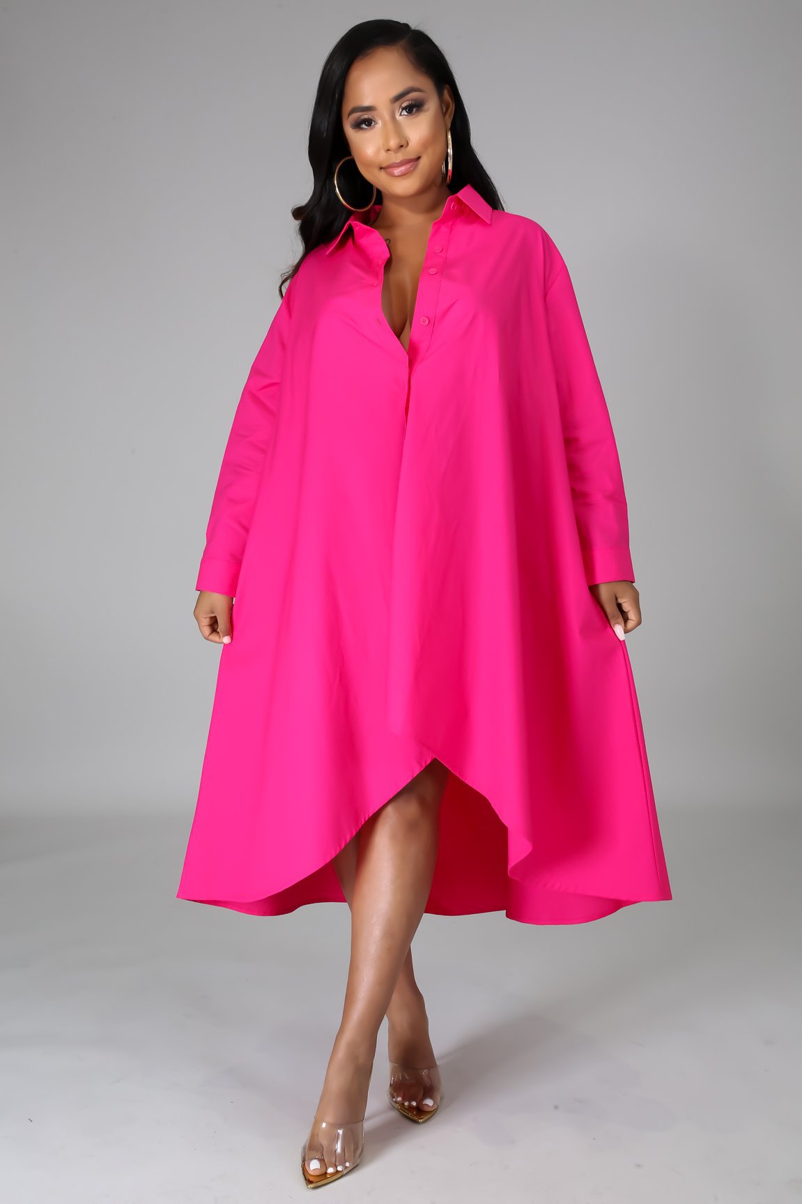 Casual Plus Sizes Long Sleeves Shirt Dresses