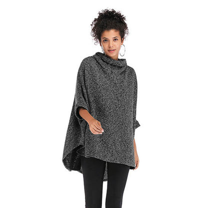 High Neck Irregular Knitting Capes for Women