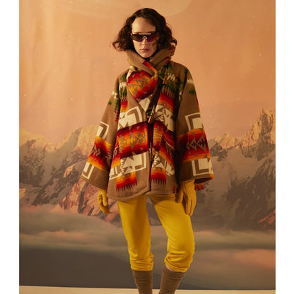 Orange Women Winter Boho Woolen Overcoat