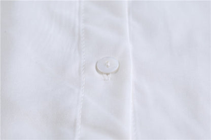 White Designed Pearl Women Long Sleeves Shirts