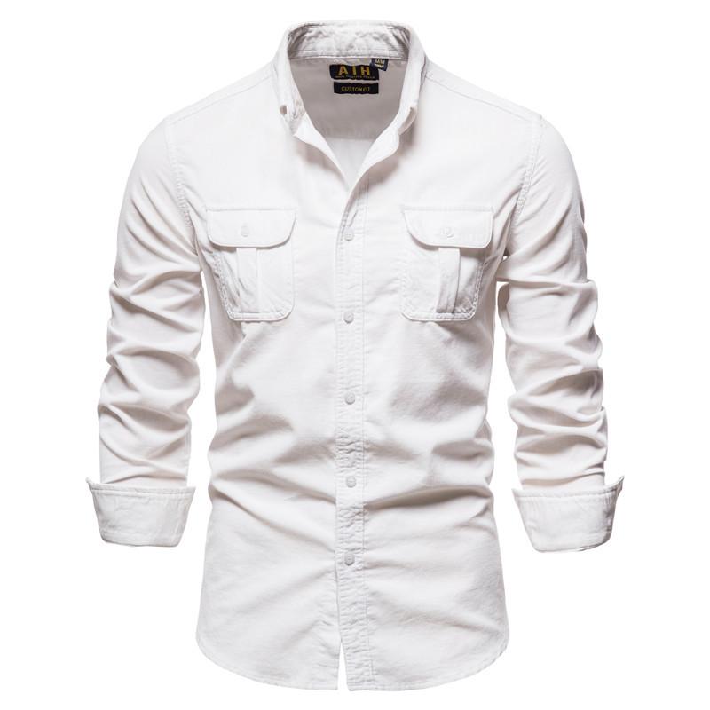 Casual Men Cotton Long Sleeves Shirts