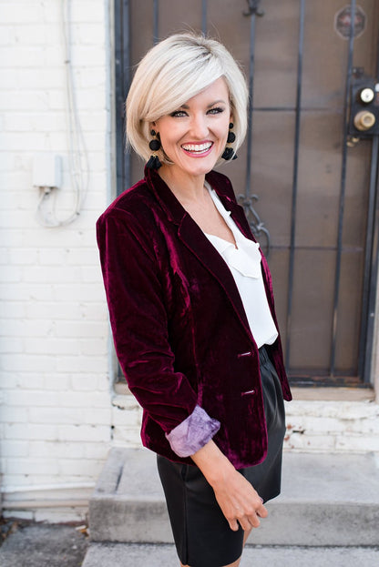 Women Fashion Long Sleeves Pleuche Blazers