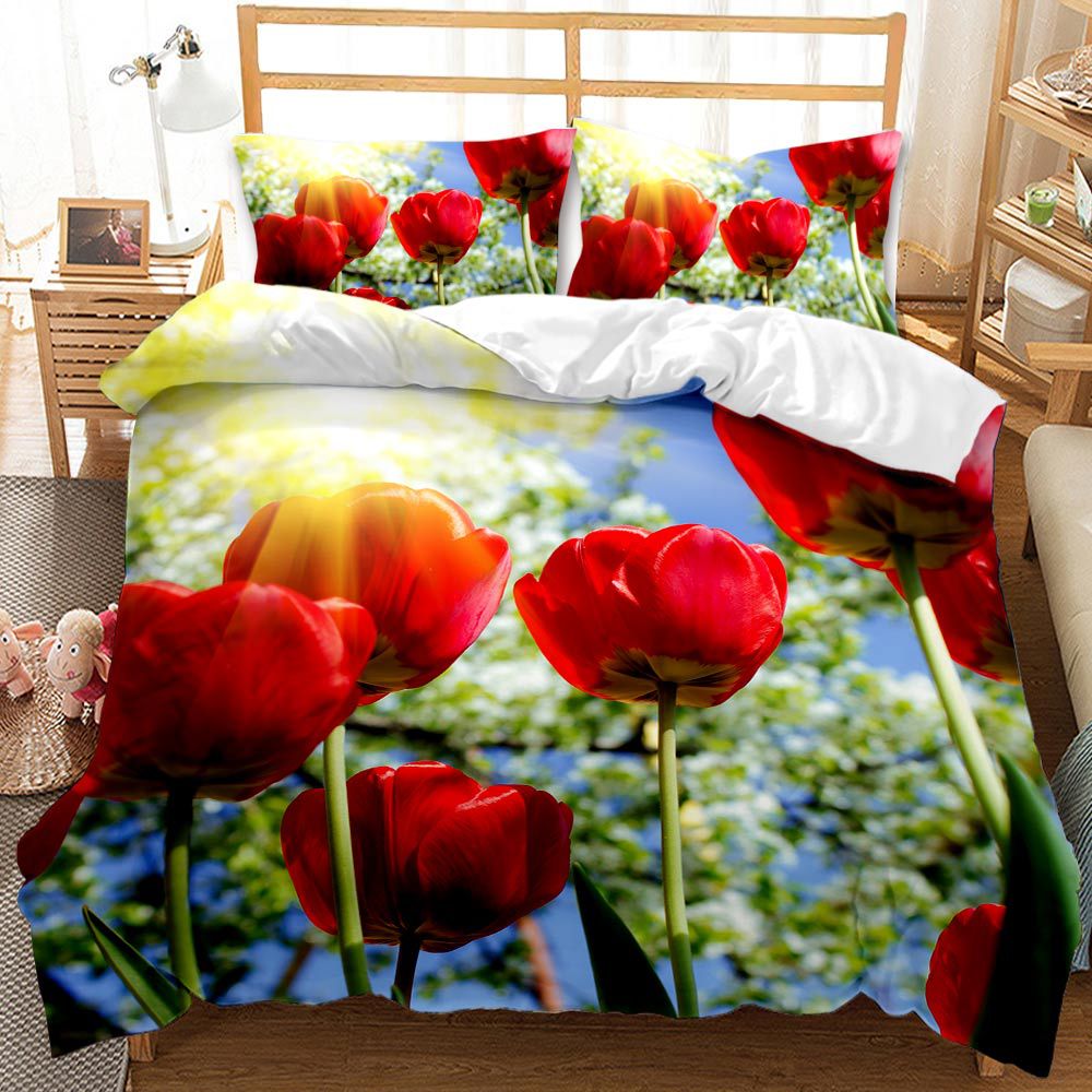 Valentine's Day 3D Rose 3-Piece King Dovet Cover Bedding Sets