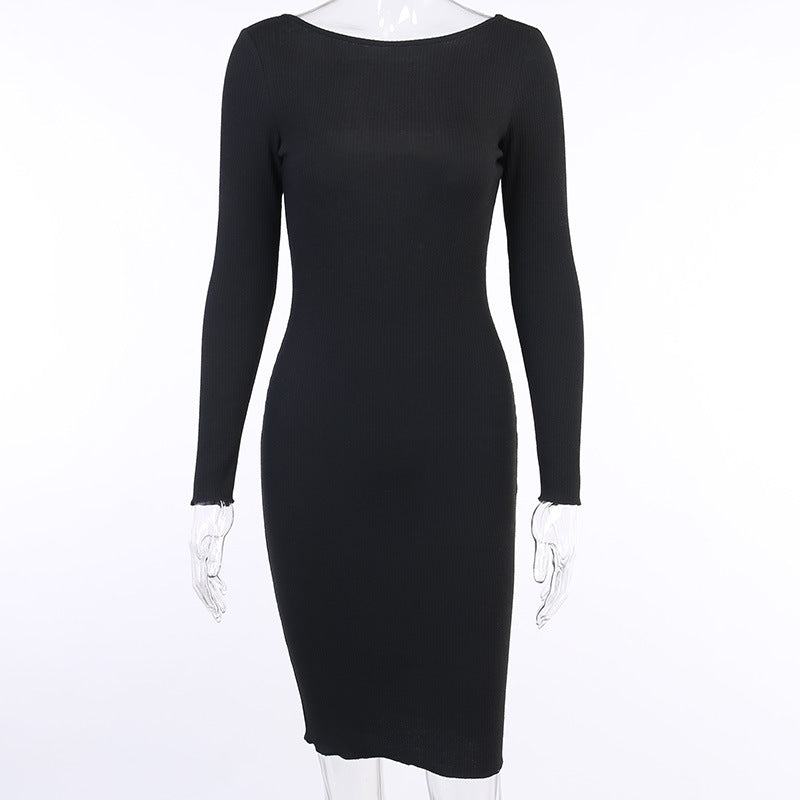 Sexy Backless Long Sleeves Fall Sheath Dresses